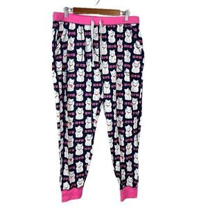 NWOT Peter Alexander Pajama Pants XL Japanese Cat Joggers AOP Drawstring
